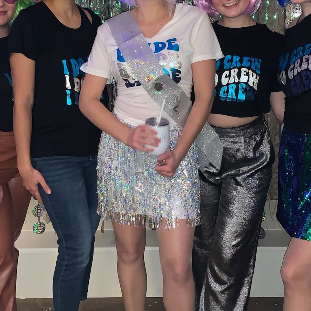 Silver sequin skirt